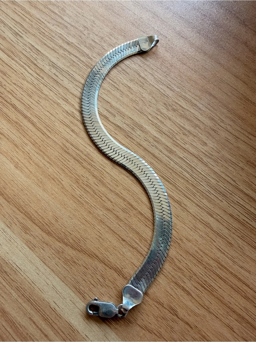Vintage Sterling Silver Herringbone Bracelet - 7 inches